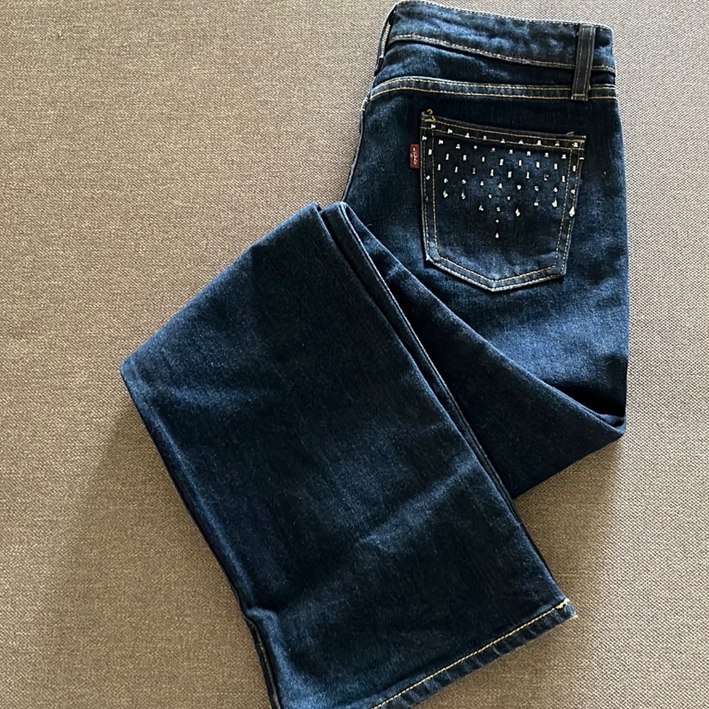 Levi’s Black Rhinestone pocket boot-cut jeans dark blue 26M